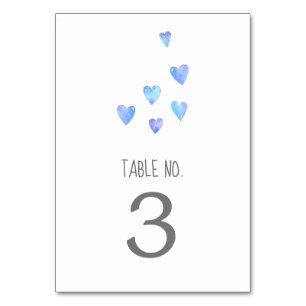 Watercolor Hearts Boy Baby shower Numéro de table
