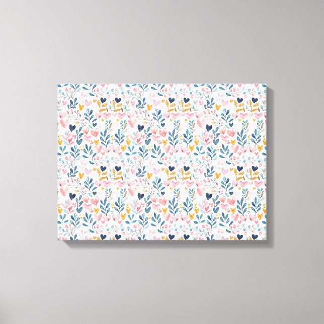 Watercolor hearts canvas print (Front)