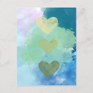 Watercolor Hearts Card