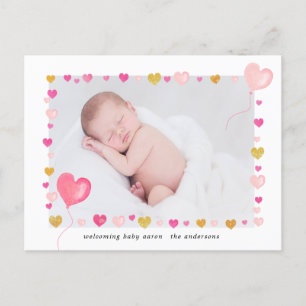 watercolor hearts colourful border Photo Postcard