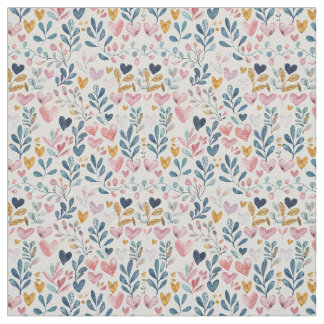 Watercolor hearts fabric