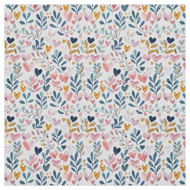 Watercolor hearts fabric (Swatch)