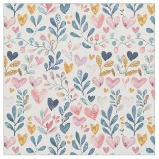 Watercolor hearts fabric