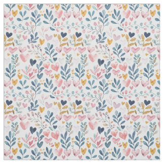 Watercolor hearts fabric
