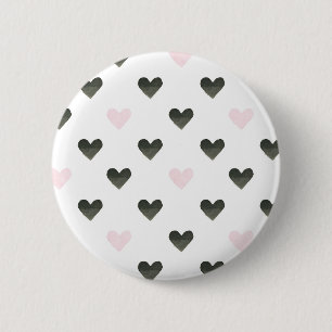 Watercolor Hearts   Girl Power Pattern I 2 Inch Round Button
