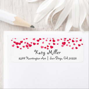 Watercolor Hearts Girls Address Label