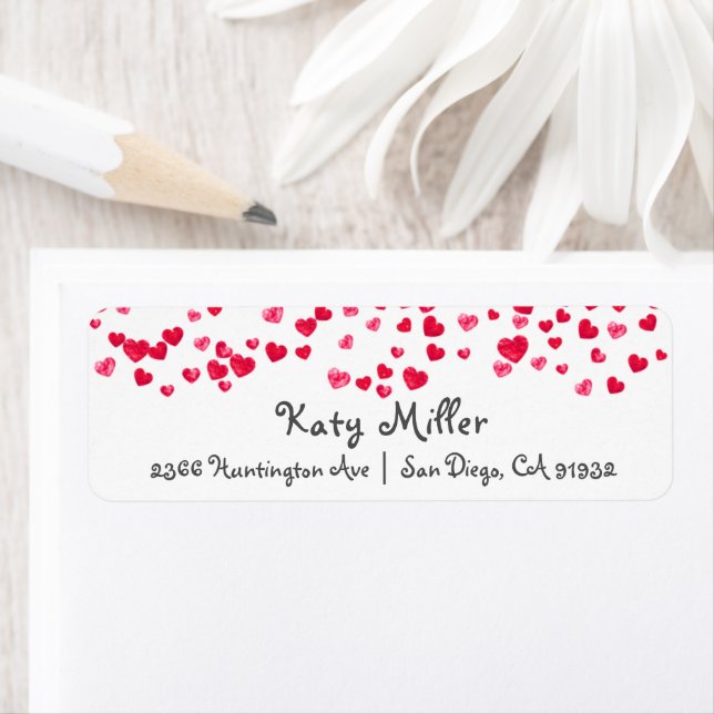 Watercolor Hearts Girls Address Label (Insitu)
