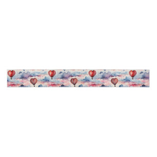 Watercolor Hearts Hot Air Balloon Grosgrain Ribbon
