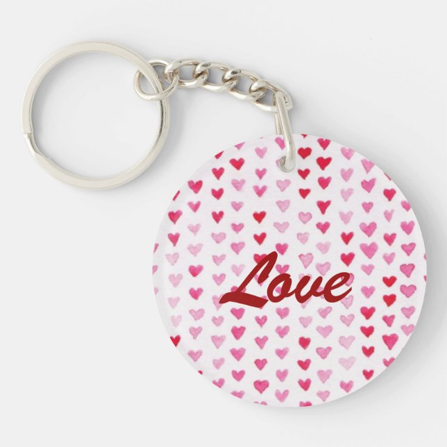 Watercolor Hearts Keychain (Front)