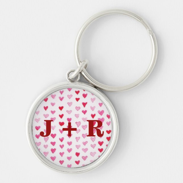 Watercolor Hearts Keychain (Front)