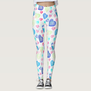 Watercolor Hearts Leggings