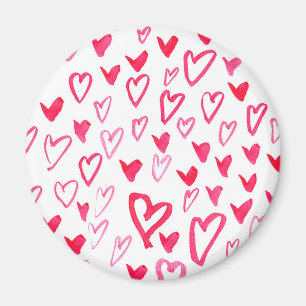 Watercolor Hearts   Love Words Pattern IV Magnet