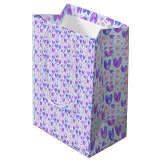 Watercolor Hearts Medium Gift Bag