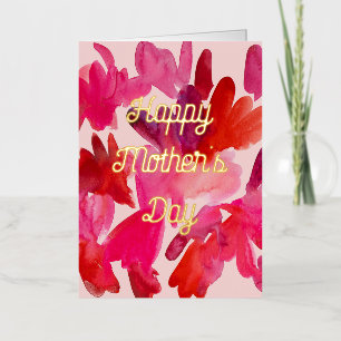 Watercolor hearts Mothers Day Foil Greeting Card