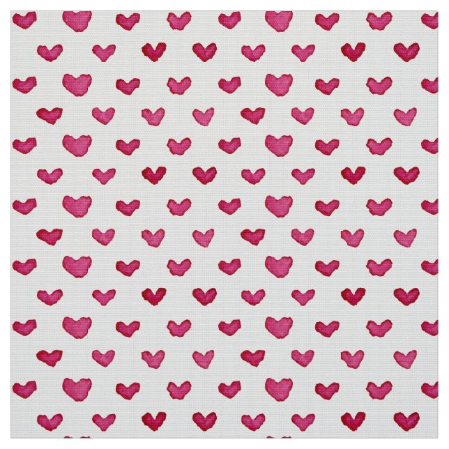 Watercolor Hearts Pattern Fabric (Swatch)