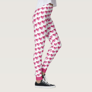 Watercolor Hearts Pattern Leggings