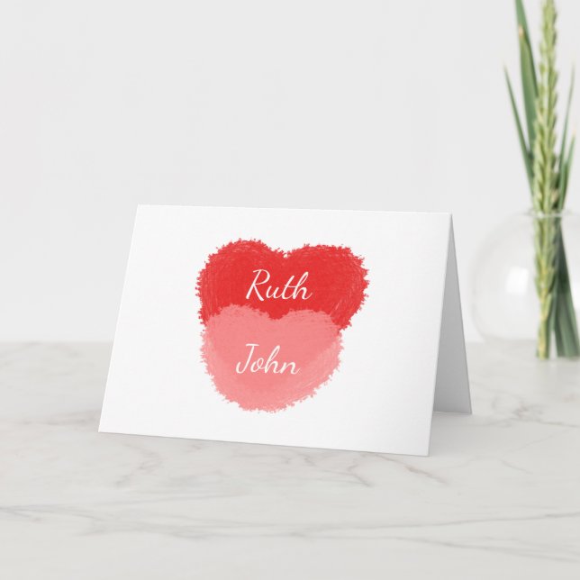 Watercolor Hearts Personalized Valentines Day Card (Front)