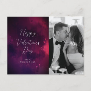 Watercolor Hearts Photo Valentine Holiday Carte po
