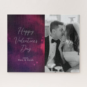 Watercolor Hearts Photo Valentine Jigsaw Puzzle