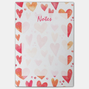 Watercolor HEARTS Post-it Notes