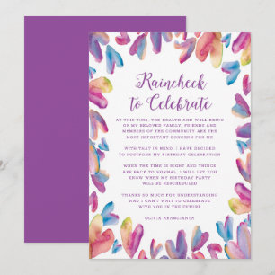 Watercolor Hearts Postponement Invitation