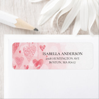 Watercolor Hearts Return Address Label