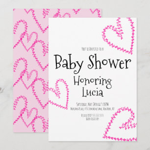 Watercolor Hearts Stamp Wreath Love Baby Shower Invitation