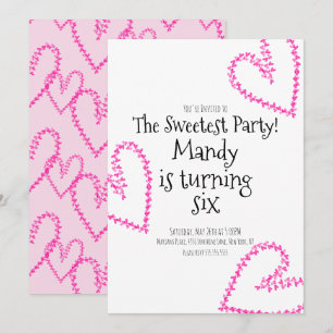 Watercolor Hearts Stamp Wreath Love Birthday Invitation