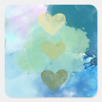 Watercolor Hearts Sticker