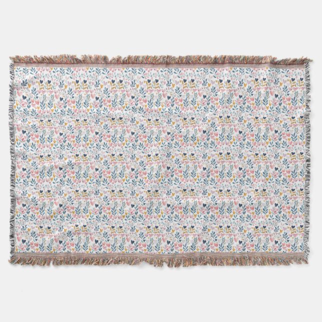 Watercolor hearts throw blanket (Front)