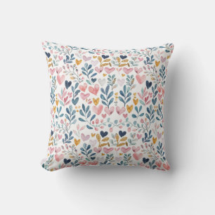 Watercolor hearts throw pillow