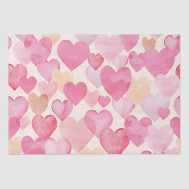 Watercolor Hearts Tissue Paper (Front)