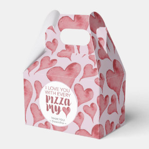 Watercolor Hearts Valentine's Day Pizza Lover Favor Box