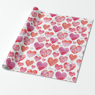 Watercolor Hearts Wrapping Paper