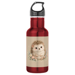 Watercolor Hedgehog Garden Illustration 532 Ml Water Bottle
