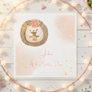 Watercolor hedgehog Kids Birthday Napkin