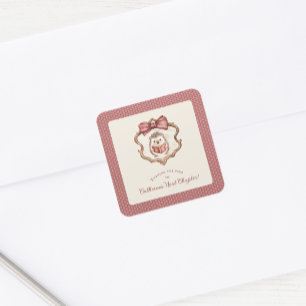 Watercolor Hedgehog Reading Book Baby Shower Square Sticker