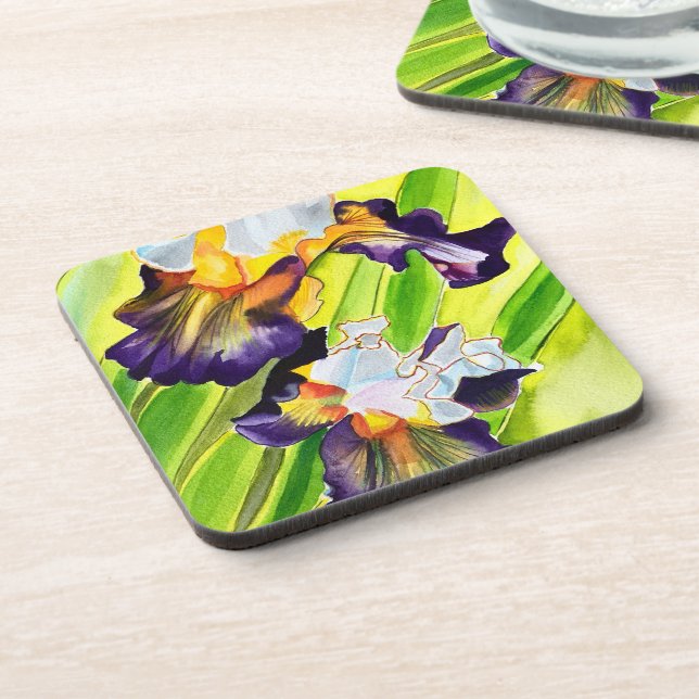 Watercolor heliconia tropical flower beverage coas coaster (Left Side)
