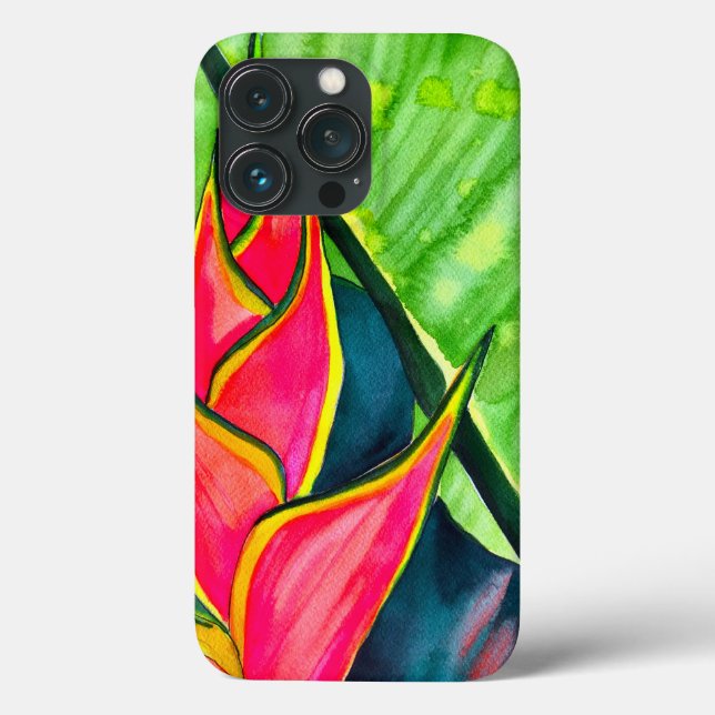 Watercolor heliconia tropical flower Case-Mate iPhone case (Back)