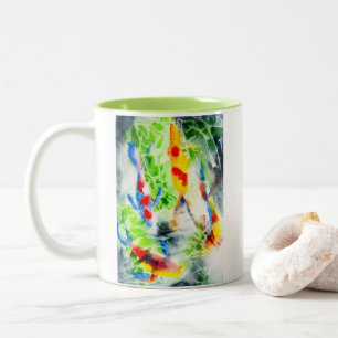 Watercolor heliconia tropical flower Two-Tone coffee mug