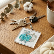 Watercolor Hello Fall Blue Autumn Pumpkin