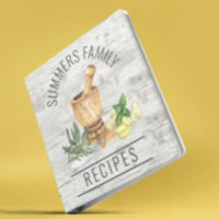 Watercolor Herb Wood Recipe Cookbook Family Name