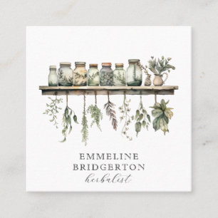 Watercolor Herbalist Apothecary Square Business Card