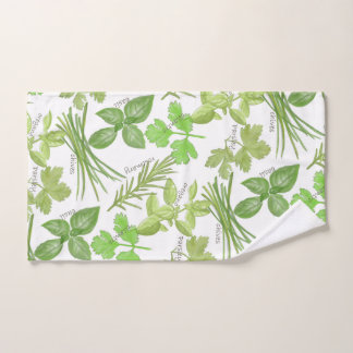Watercolor Herbs Hand Towel