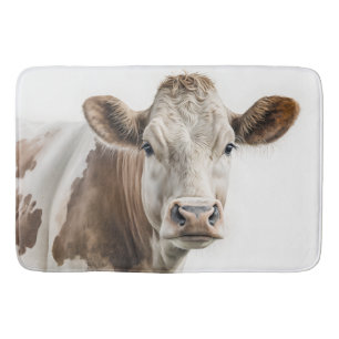 Watercolor Hereford Cow Portrait Bath Mat