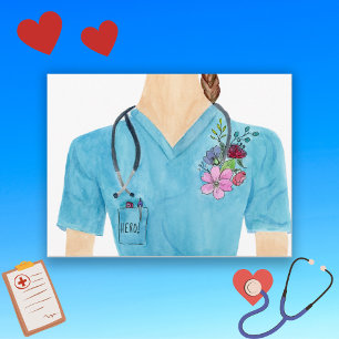 Watercolor Hero Nurse Postcard