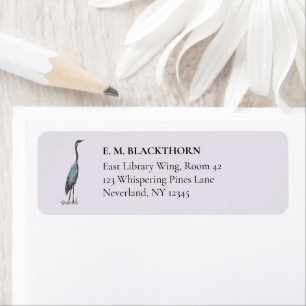 Watercolor Heron Vintage Hand-Drawn Bird Address
