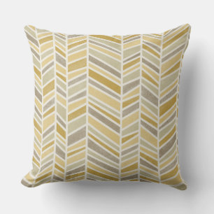 Watercolor Herringbone, Butterscotch, Mustard, Tan Throw Pillow