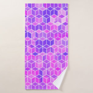 Watercolor hexagon illustration pattern bath towel