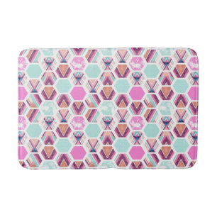 Watercolor Hexagon Pattern Bath Mat